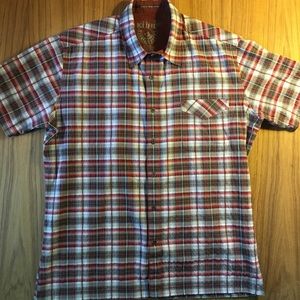 Kuhl XL plaid short sleeve shirt red grey white
